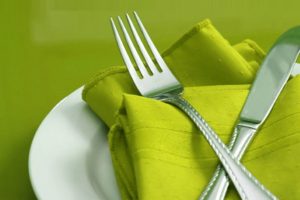 Restaurant Table with Green Napkin